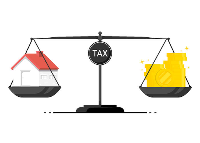 Property and Tax Scale Illustration